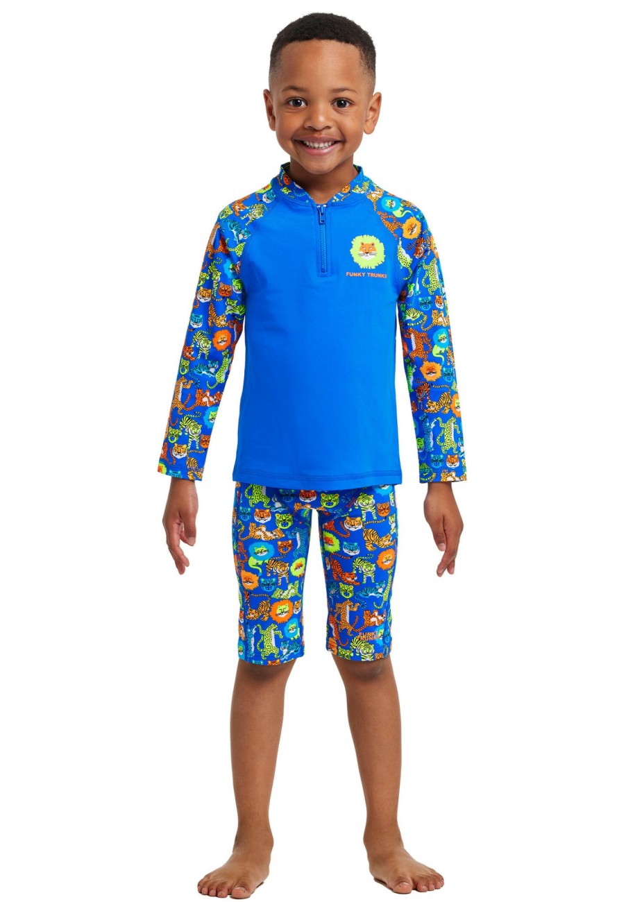 Schwimmbekleidung | Funky Trunks Funky Trunks Zippy Rash Guard Jungen Blau/Bunt