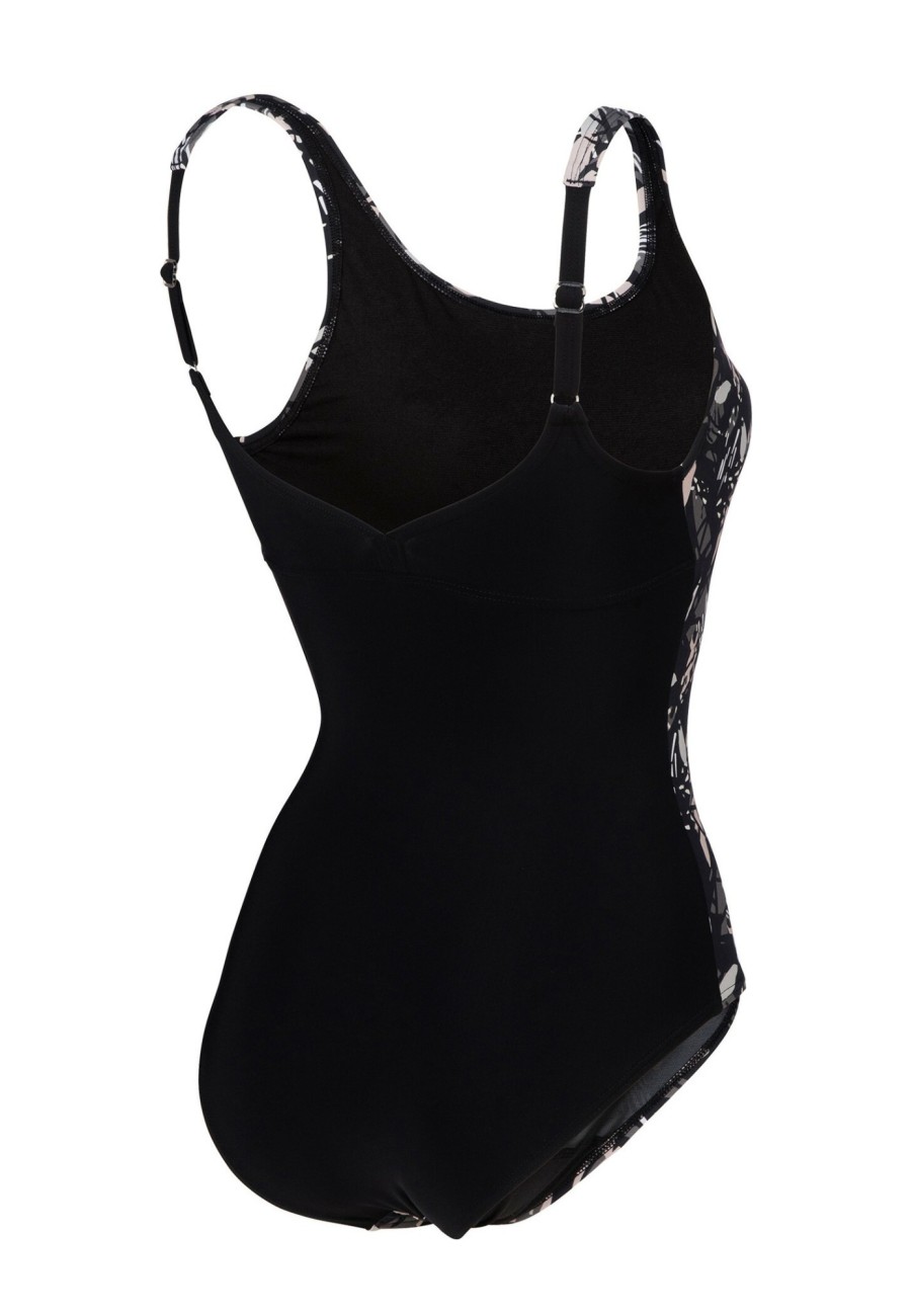 Schwimmbekleidung | arena Arena Bodylift Francy Wing Back Einteiliger Badeanzug Damen Schwarz/Grau