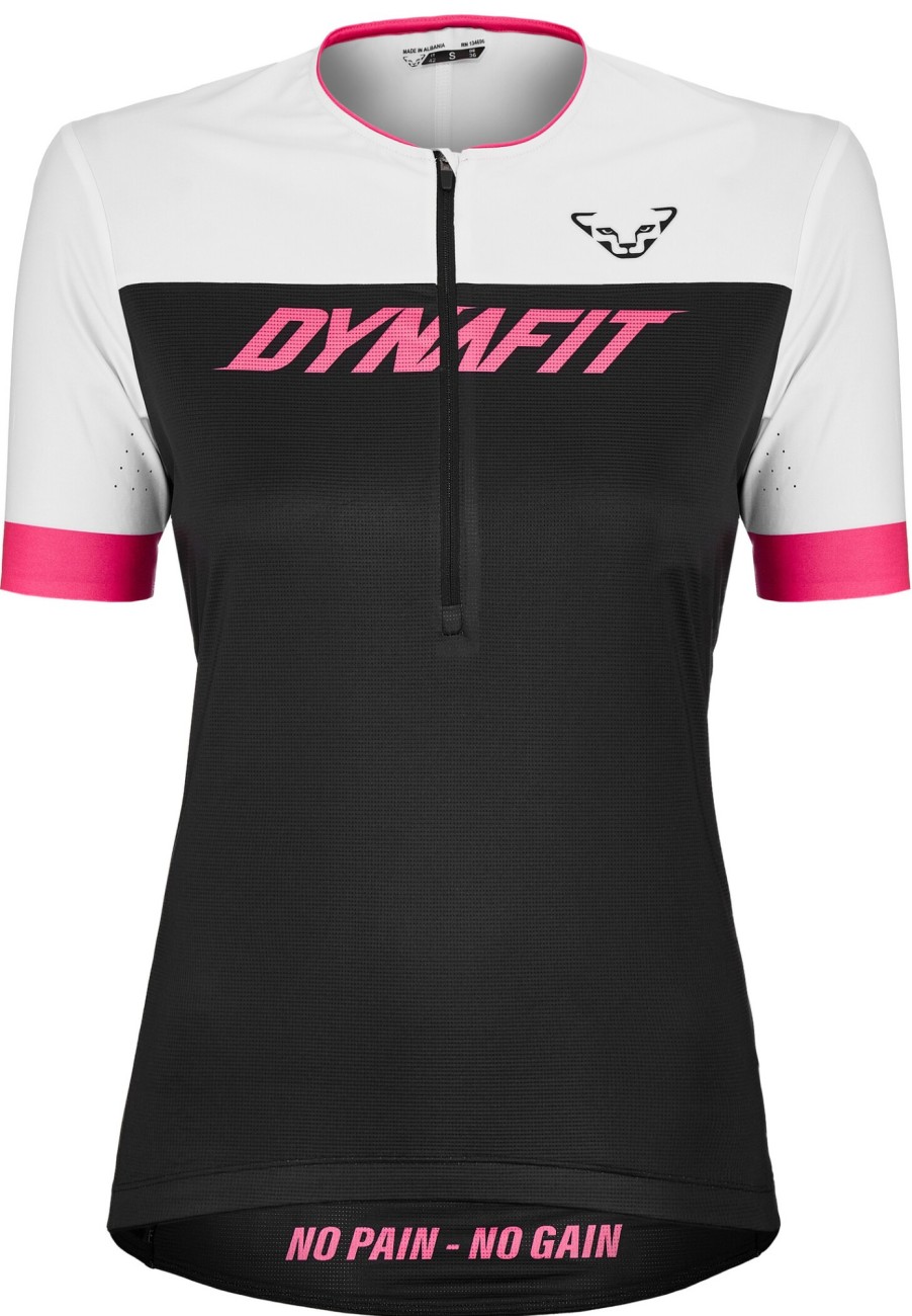 Trikots Kurzarm | Dynafit Dynafit Ride Light Kurzarm Tee Mit 1/2 Reisverschluss Damen Schwarz/Weis