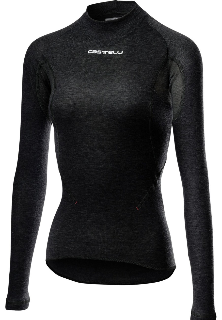 Langarm Shirts | Castelli Castelli Flanders 2 Warm Langarm Baselayer Damen Schwarz