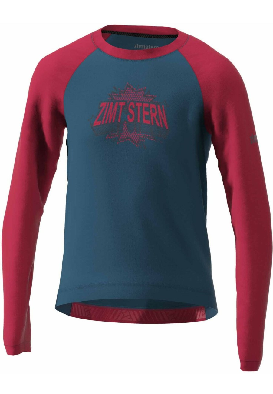 Mtb Trikots | Zimtstern Zimtstern Pureflowz Langarmshirt Kinder Blau/Rot