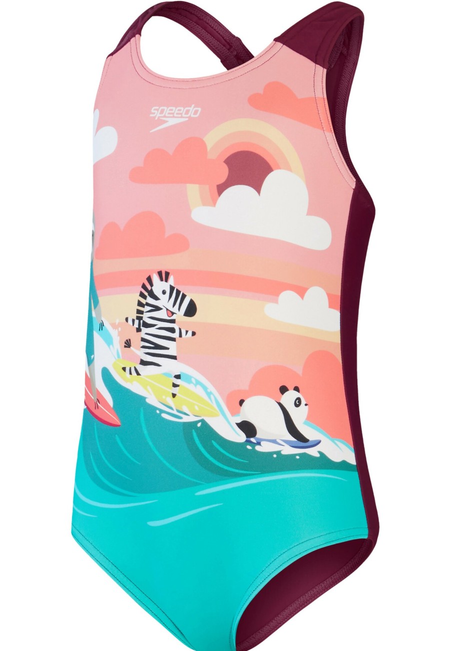 Schwimmbekleidung | speedo Speedo Digital Printed Badeanzug Madchen Rot/Bunt