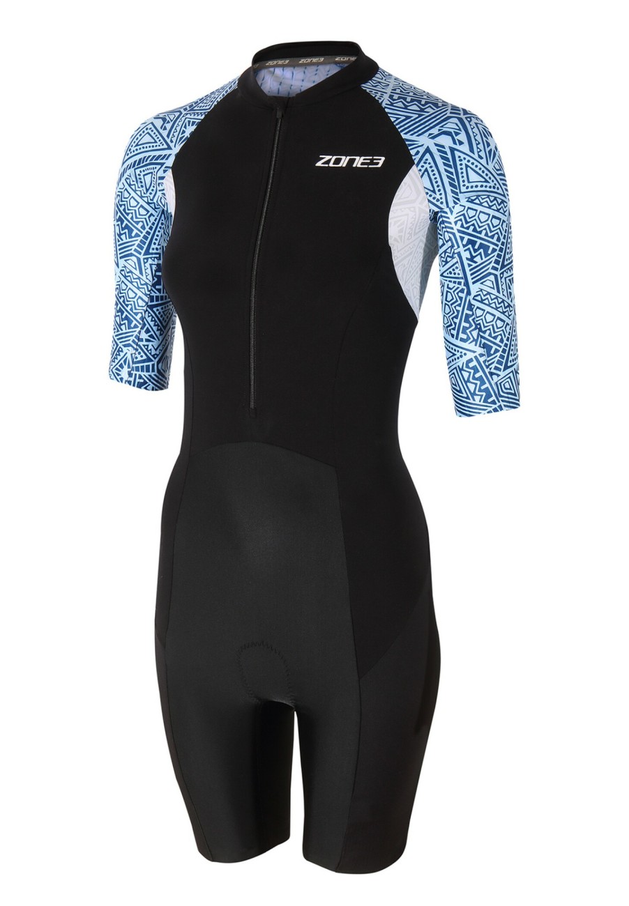 Triathlonanzuge | Zone3 Zone3 Lava Kurzarm Trisuit Damen Schwarz/Blau