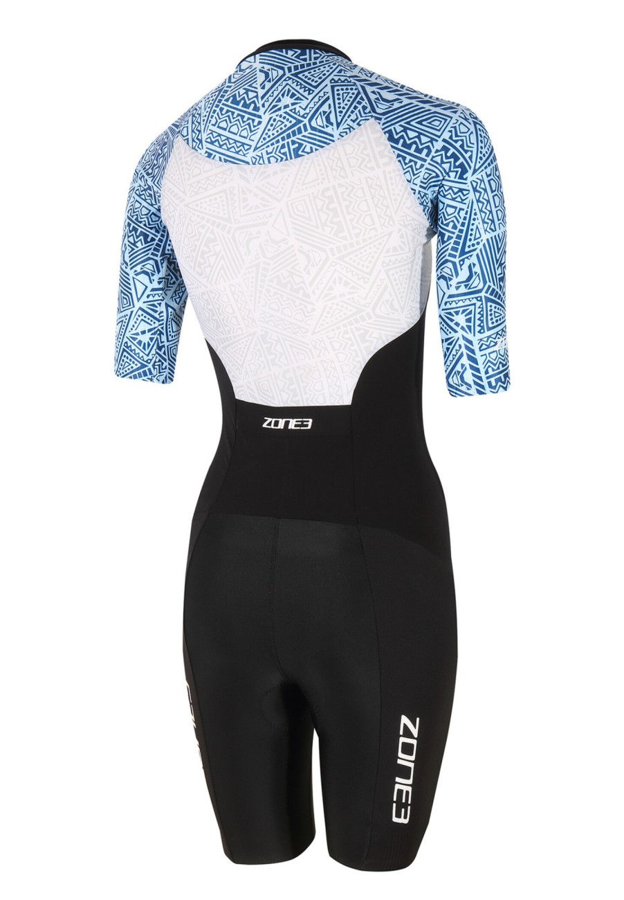 Triathlonanzuge | Zone3 Zone3 Lava Kurzarm Trisuit Damen Schwarz/Blau