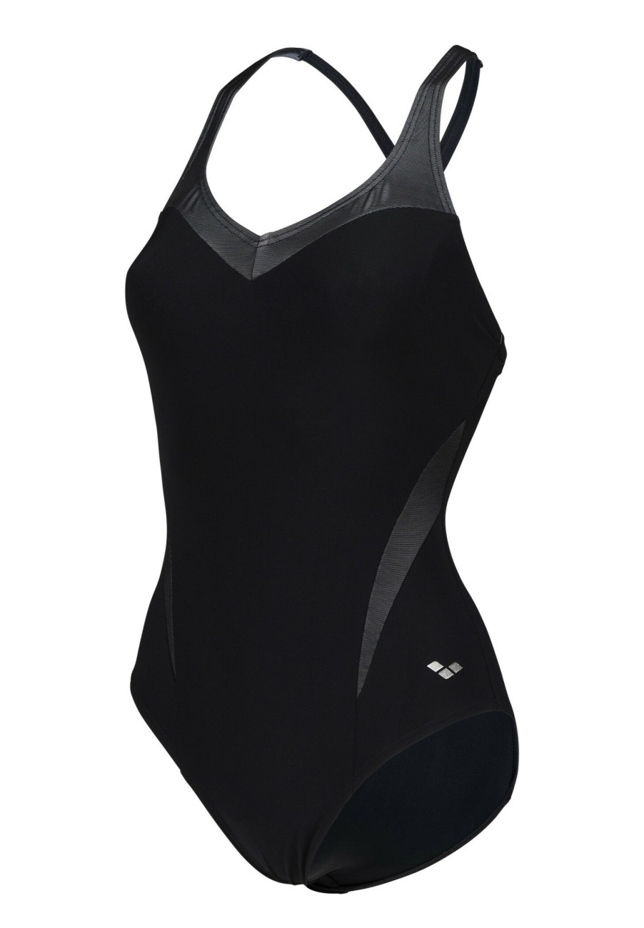 Schwimmbekleidung | arena Arena Isabel Light Cross Back Einteiliger Badeanzug Damen Schwarz