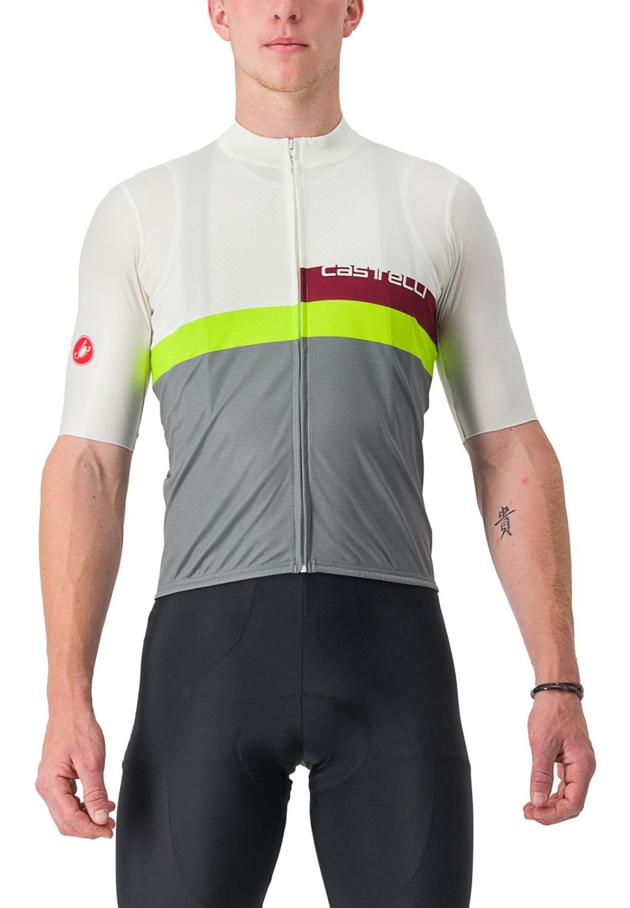 Trikots Kurzarm | Castelli Castelli A Blocco Trikot Herren Weis/Grau