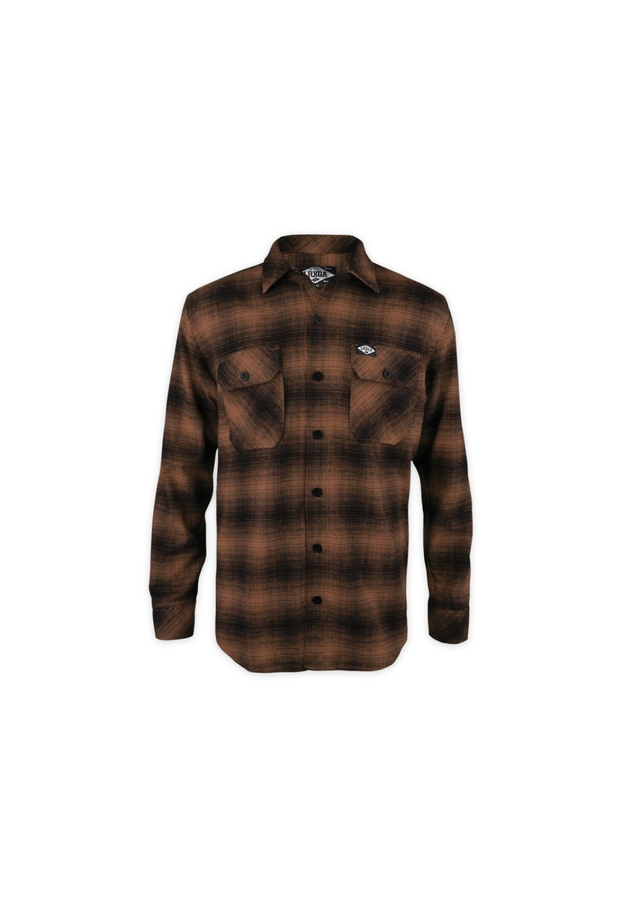 Streetwear | Loose Riders Loose Riders Langarm-Flanellhemd Herren Braun/Schwarz