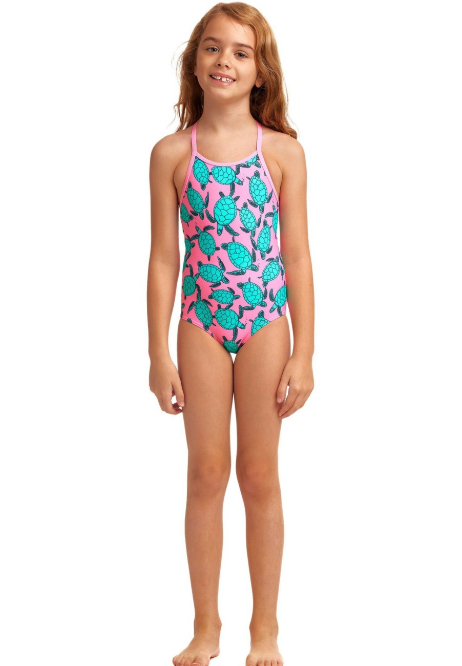 Schwimmbekleidung | Funkita Funkita Printed Einteiliger Badeanzug Madchen Pink/Turkis