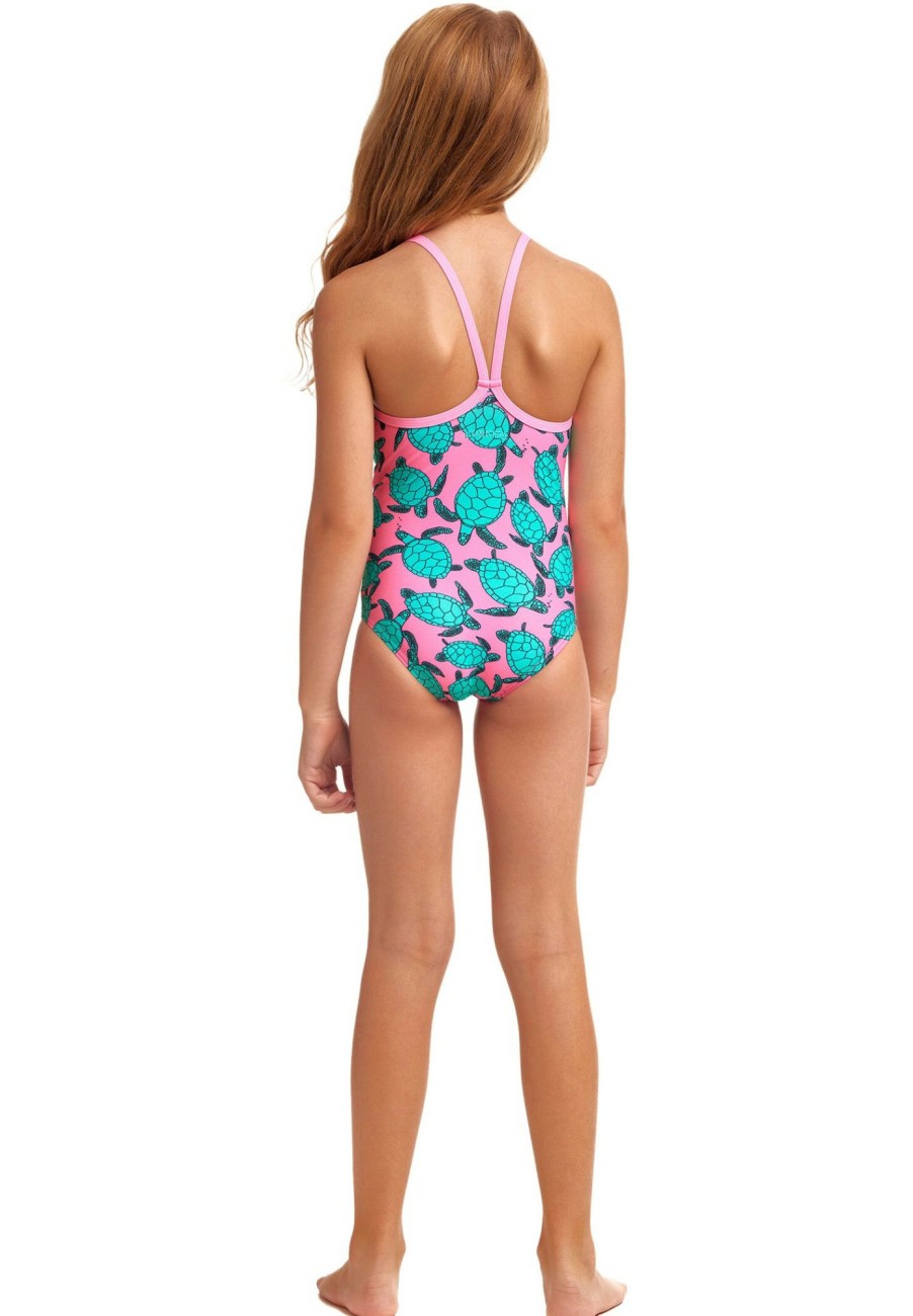 Schwimmbekleidung | Funkita Funkita Printed Einteiliger Badeanzug Madchen Pink/Turkis