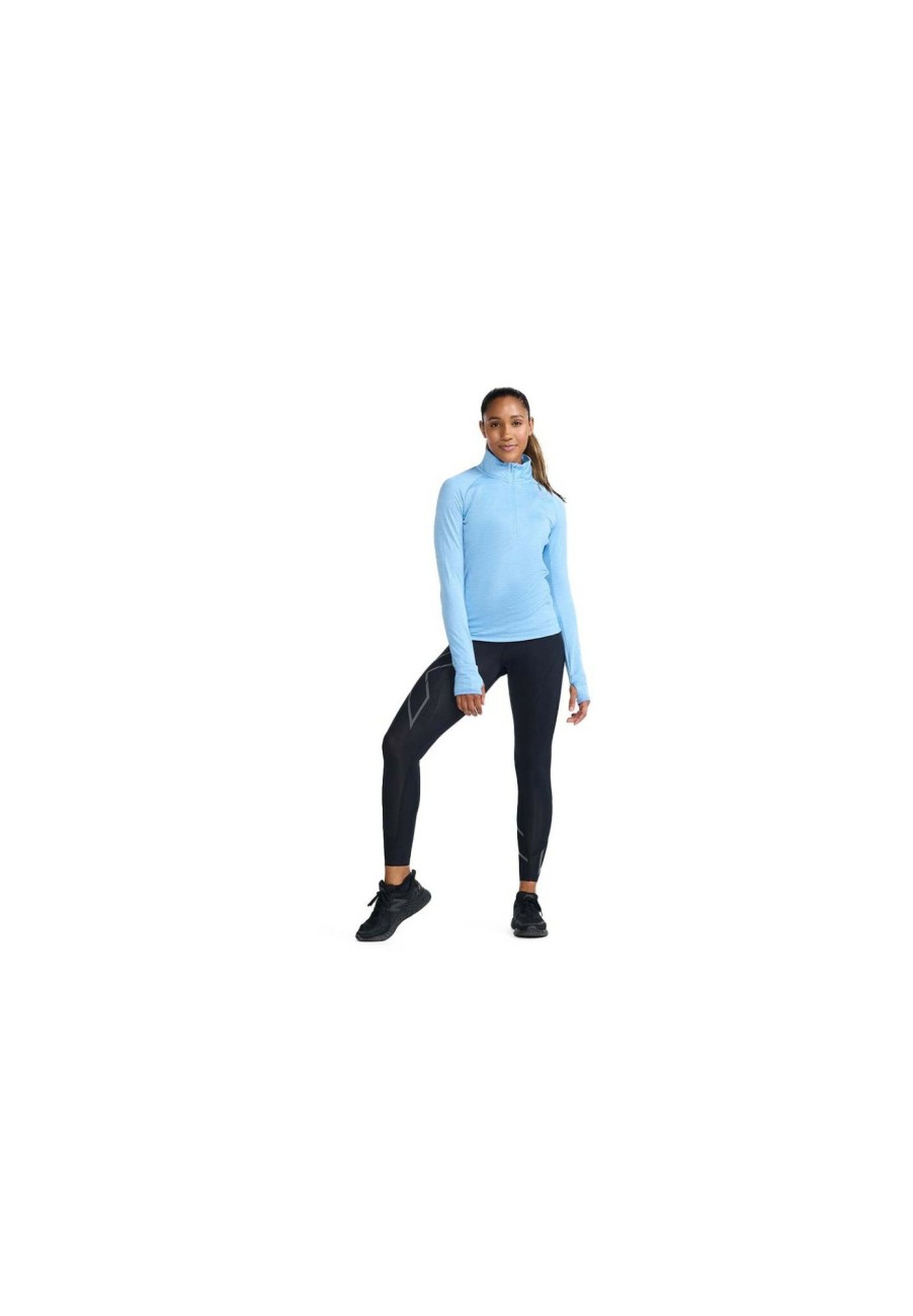 Laufbekleidung | 2XU 2Xu Ignition Shirt Mit 1/4 Reisverschluss Damen Blau