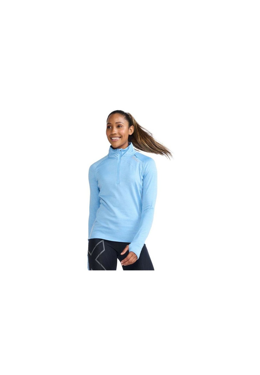 Laufbekleidung | 2XU 2Xu Ignition Shirt Mit 1/4 Reisverschluss Damen Blau