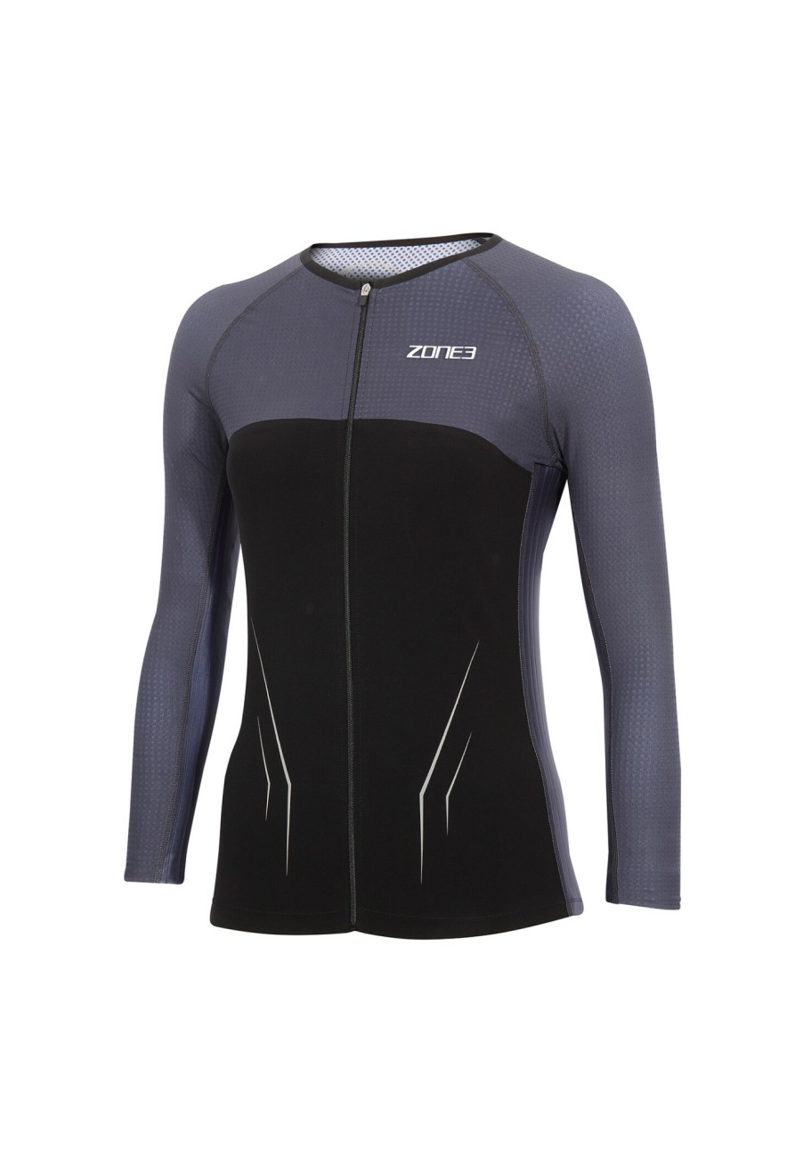 Triathlonanzuge | Zone3 Zone3 Aeroforce-X 3/4 Arm Top Damen Grau/Schwarz