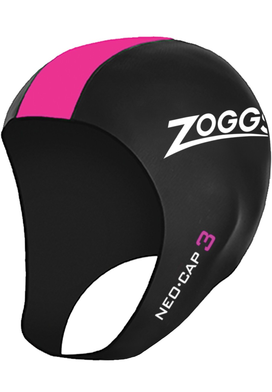 Schwimmkappen | Zoggs Zoggs Neo 3 Cap Schwarz/Pink