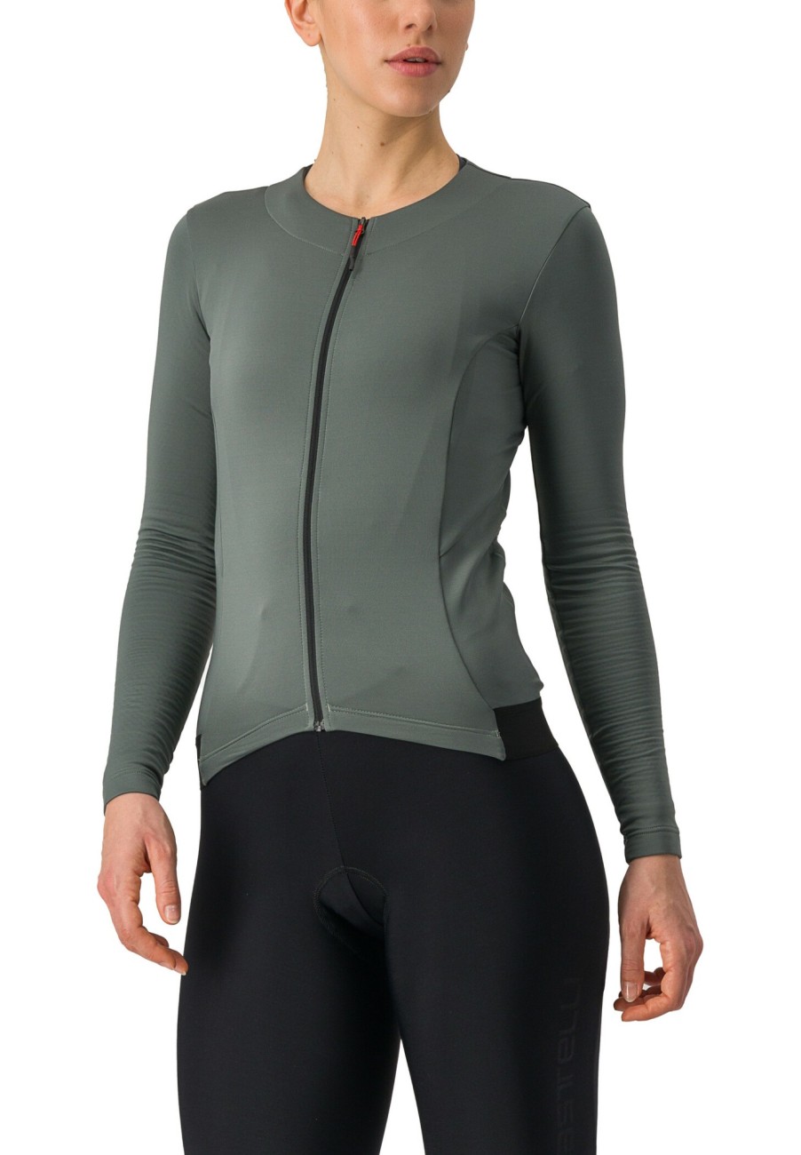 Rennrad Trikots | Castelli Castelli Fly Langarm Trikot Damen Grau