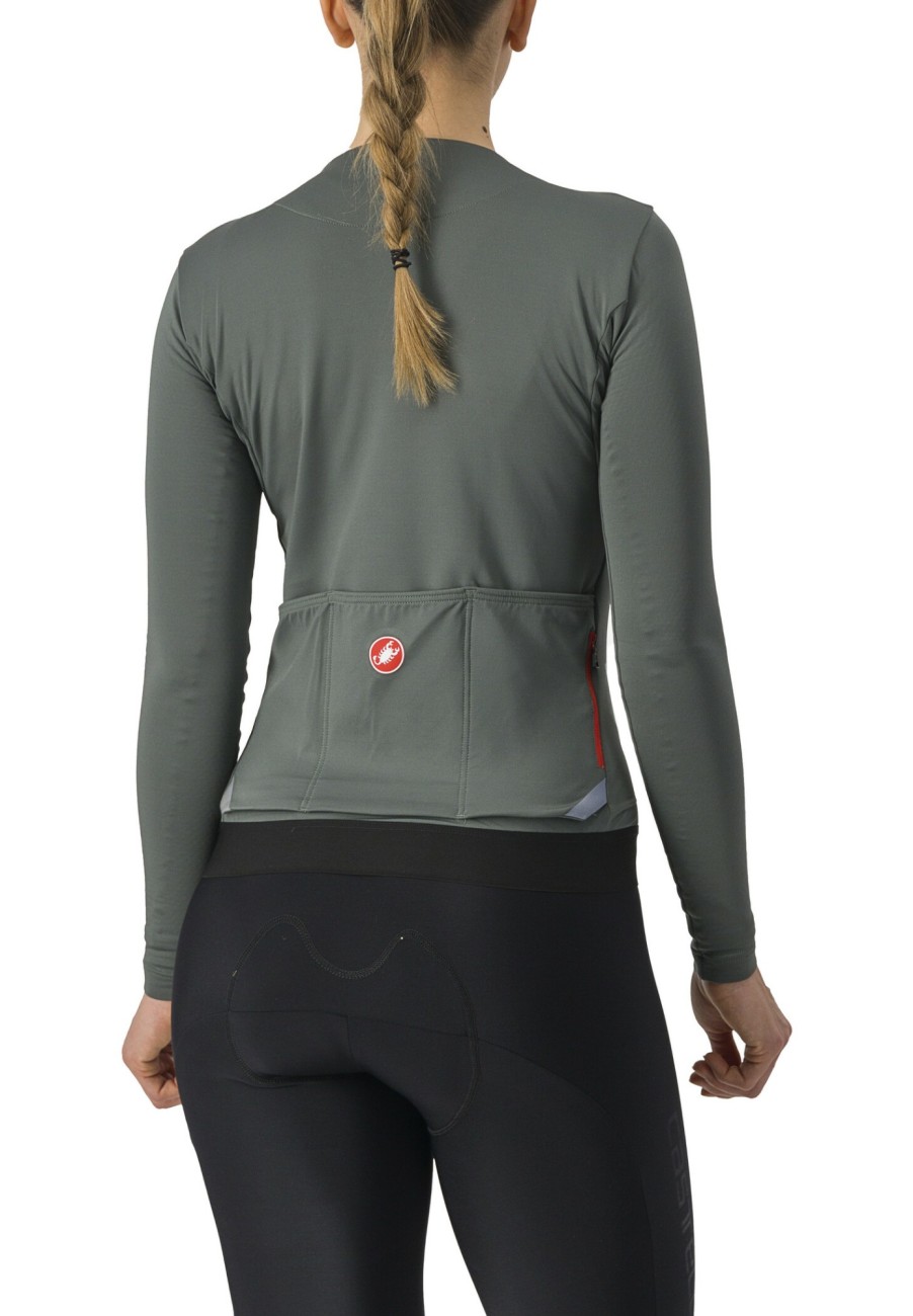 Rennrad Trikots | Castelli Castelli Fly Langarm Trikot Damen Grau