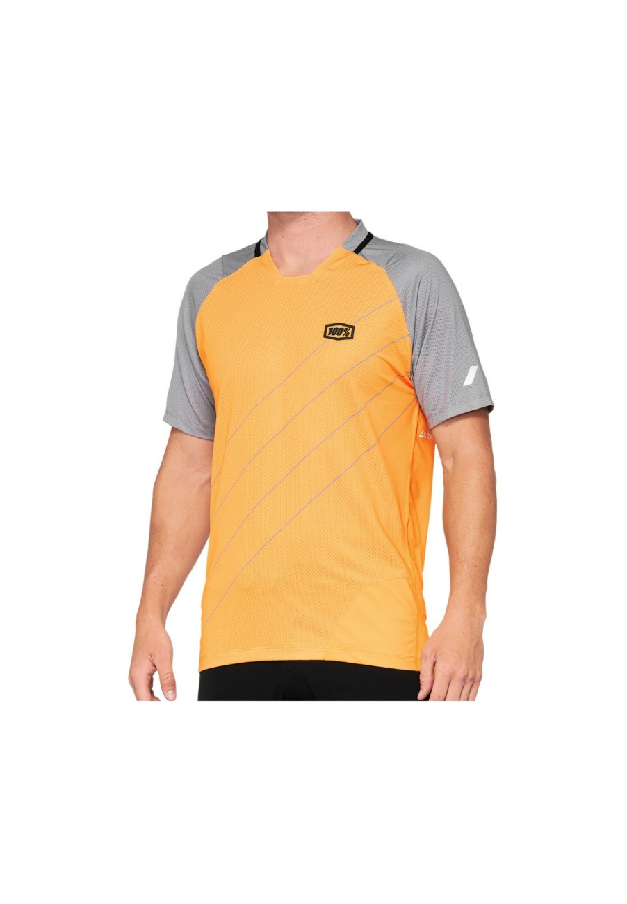 Trikots Kurzarm | 1 100% Celium Enduro/Trail Trikot Herren Orange/Grau