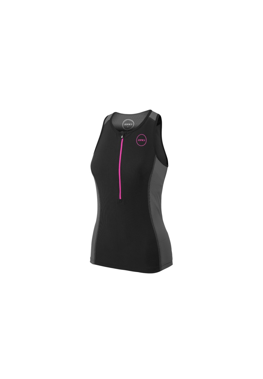 Triathlonanzuge | Zone3 Zone3 Aquaflo Plus Oberteil Damen Schwarz/Grau