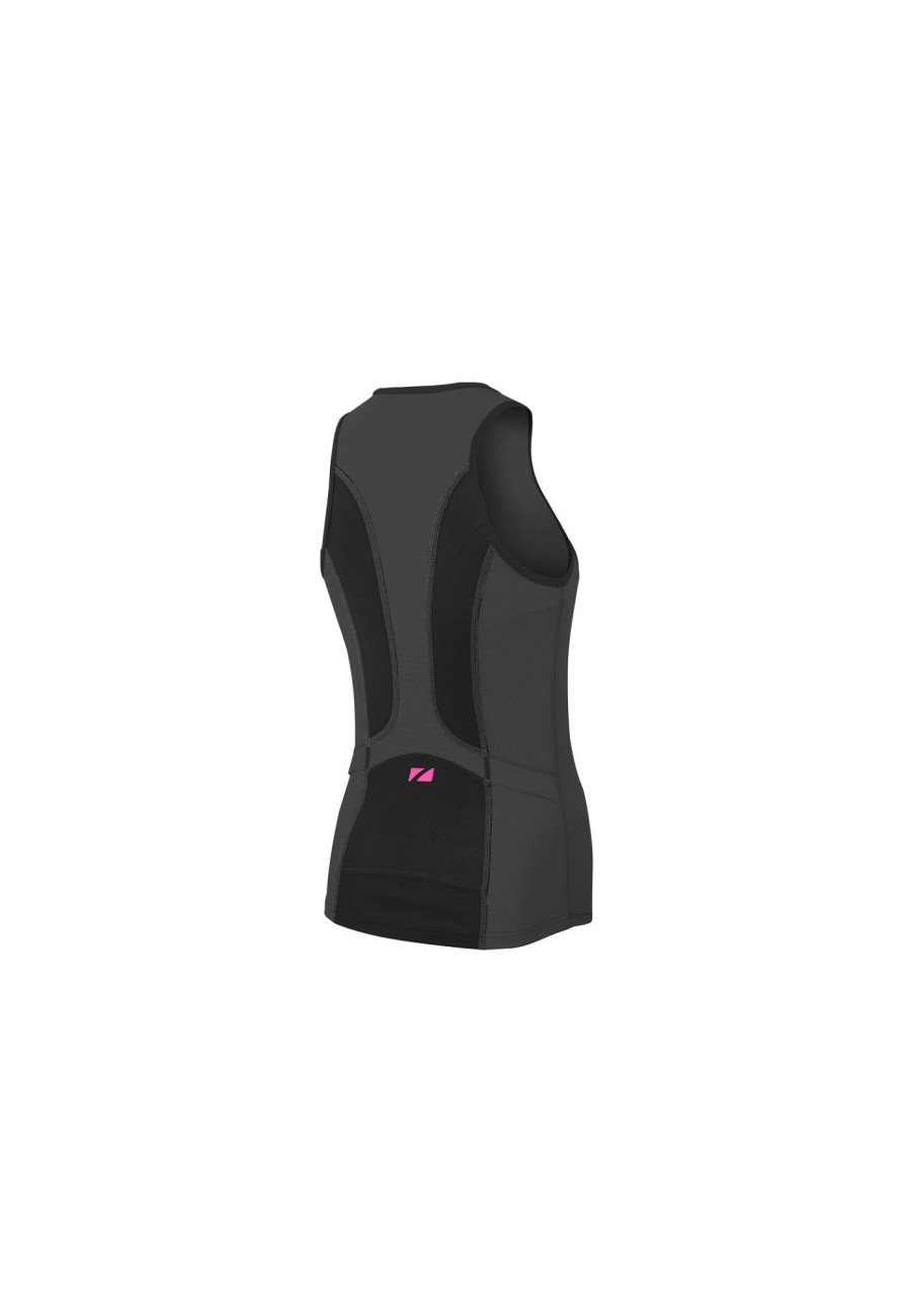 Triathlonanzuge | Zone3 Zone3 Aquaflo Plus Oberteil Damen Schwarz/Grau