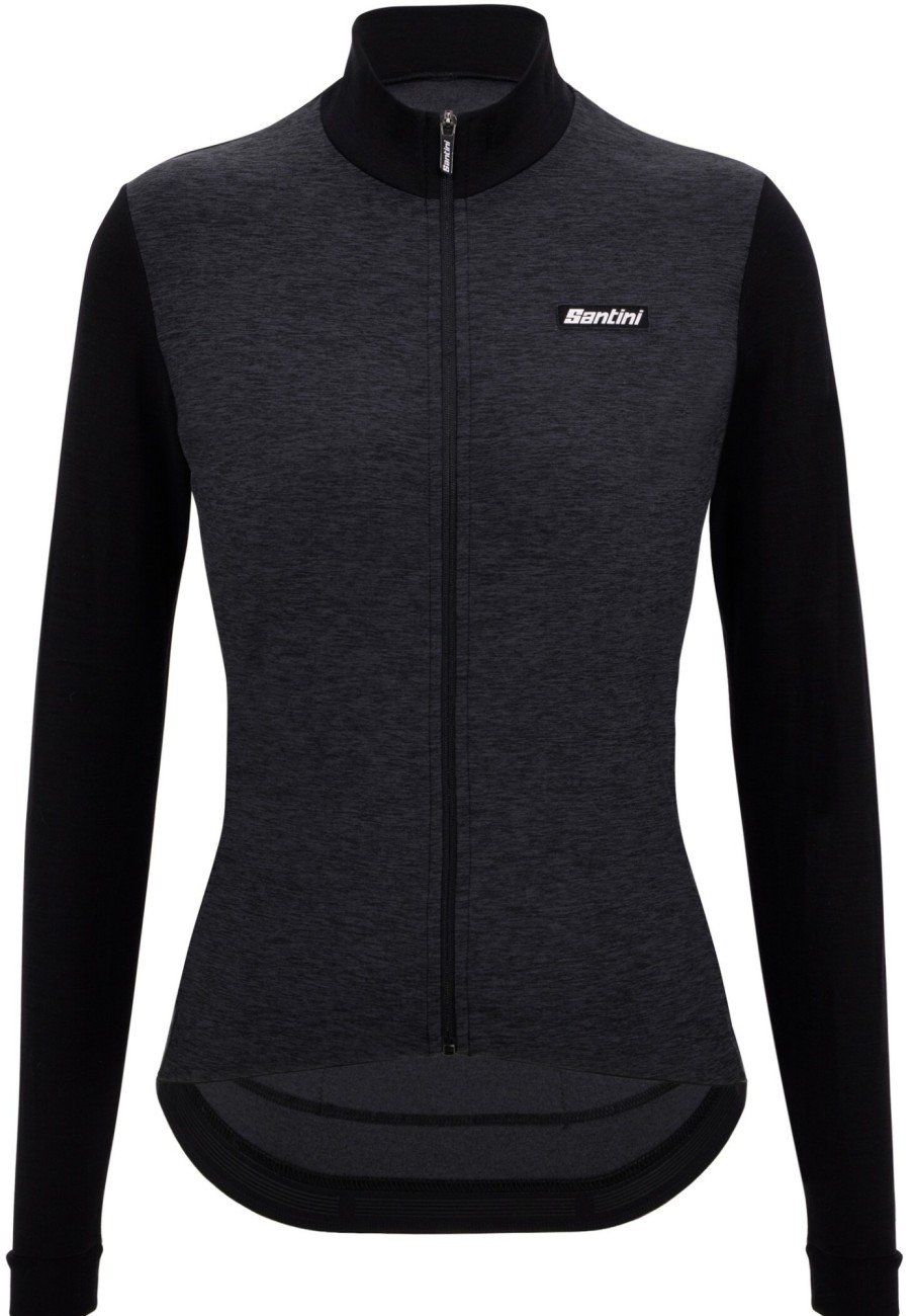 Trikots Langarm | Santini Santini Pure Thermotrikot Damen Schwarz