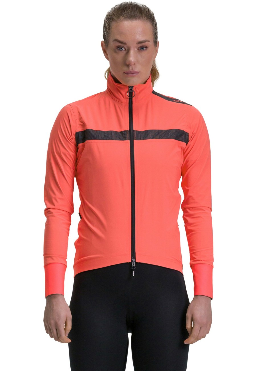 Rennradjacken | Santini Santini Guard Neos Regenjacke Damen Rot/Schwarz