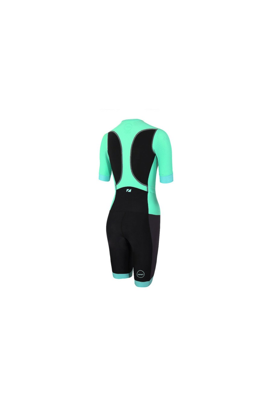 Triathlonanzuge | Zone3 Zone3 Aquaflo+ Kurzarm Trisuit Damen Schwarz/Turkis