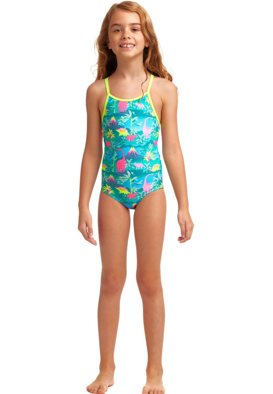 Schwimmbekleidung | Funkita Funkita Printed Einteiliger Badeanzug Madchen Turkis/Bunt