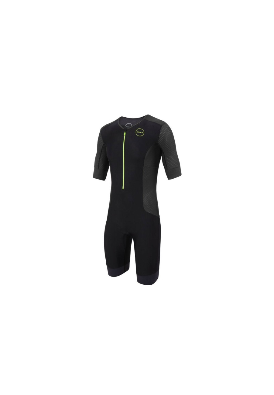 Triathlonanzuge | Zone3 Zone3 Aquaflo+ Kurzarm Trisuit Herren Schwarz/Grau