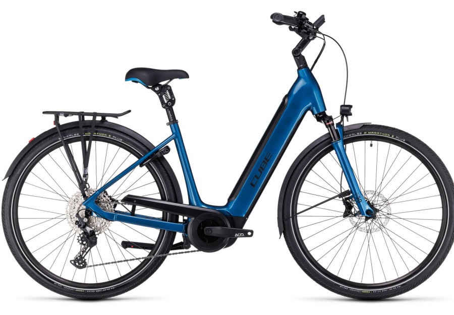 E-Bikes Trekking | Cube Cube Supreme Sport Hybrid Exc 625 Easy Entry Blau