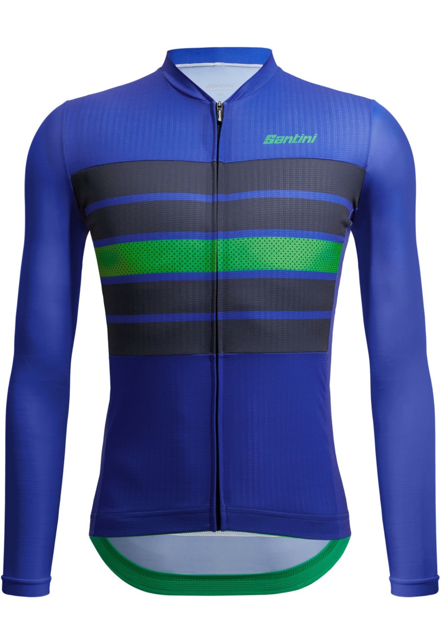 Trikots Langarm | Santini Santini Eco Sleek Bengal Langarm Trikot Herren Blau