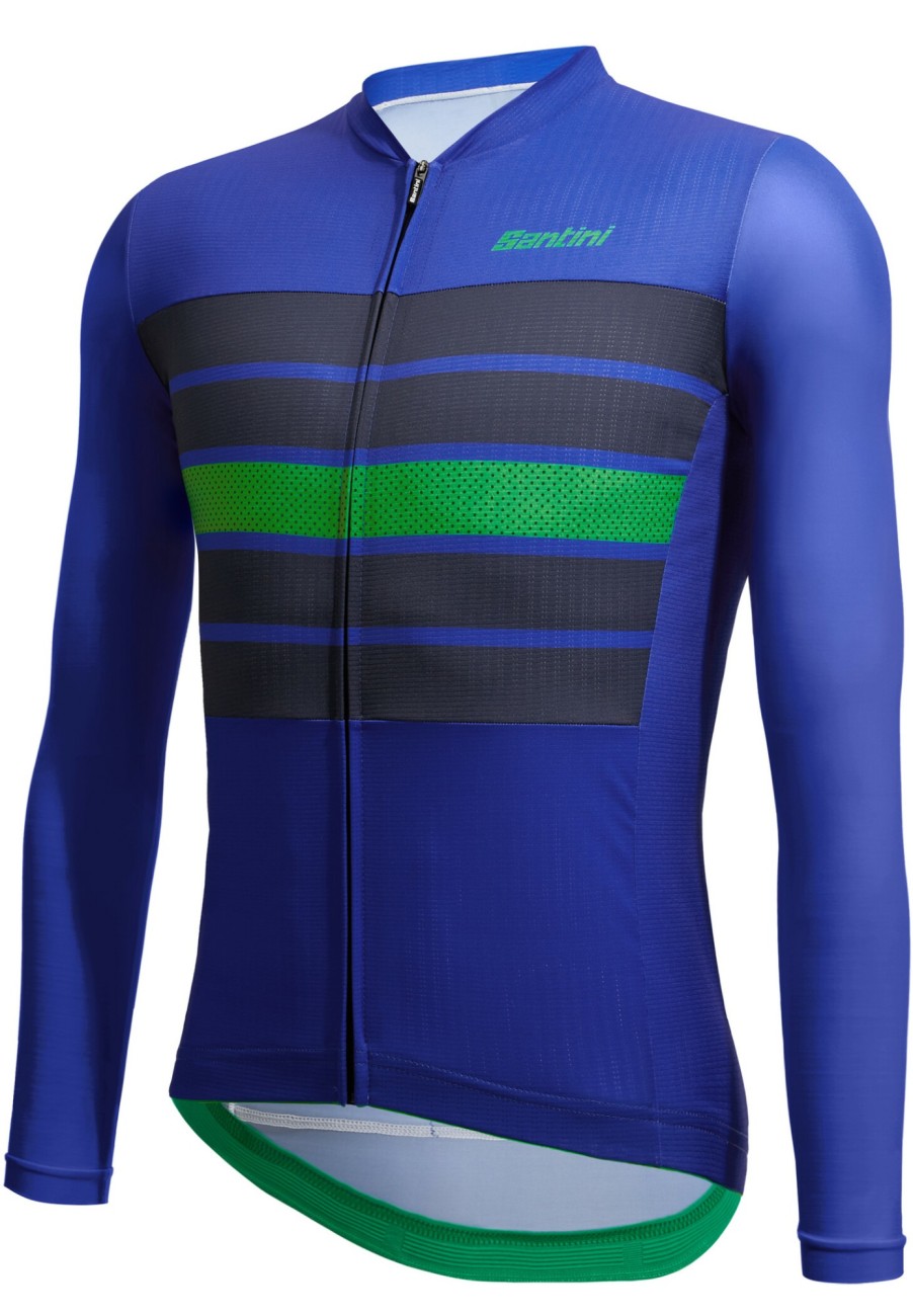 Trikots Langarm | Santini Santini Eco Sleek Bengal Langarm Trikot Herren Blau