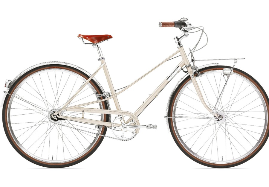 City Damenrader | Creme Creme Caferacer Doppio Trapez 7-Fach Silber