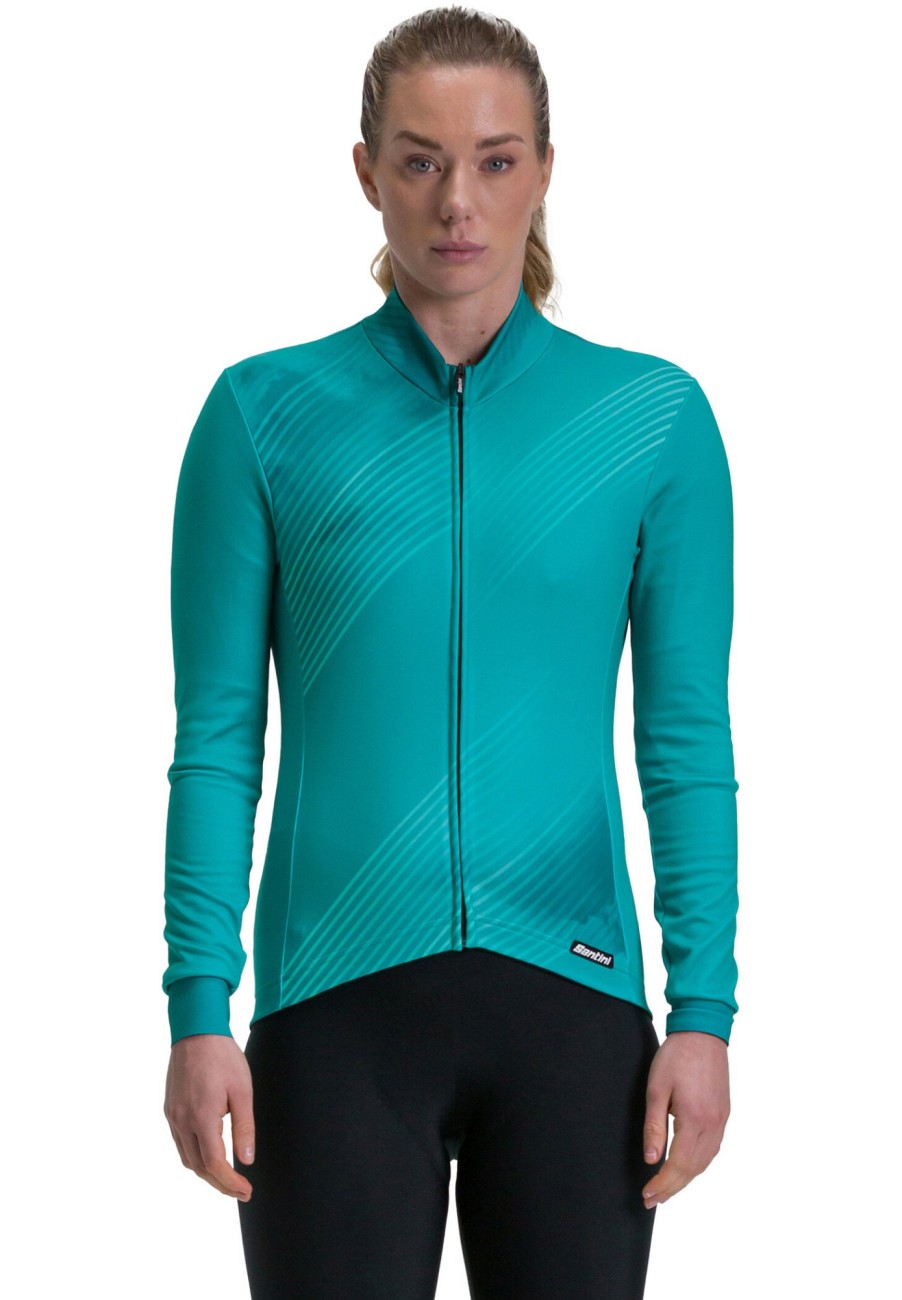 Rennrad Trikots | Santini Santini Pure Dye Thermotrikot Damen Turkis