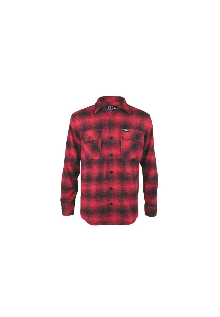 Streetwear | Loose Riders Loose Riders Langarm-Flanellhemd Herren Rot/Schwarz