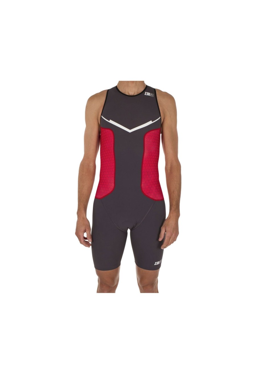 Triathlonanzuge | Z3R0D Z3R0D Racer Armelloser Trisuit Herren Grau/Rot