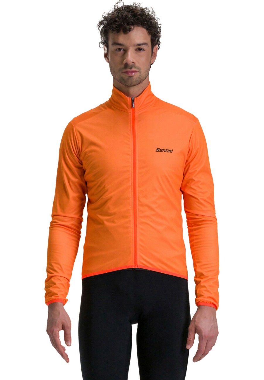 Windjacken | Santini Santini Nebula Windbreaker Mit Ruckentaschen Herren Orange