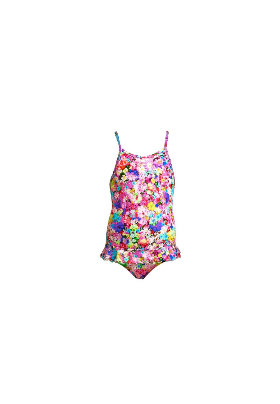 Schwimmbekleidung | Funkita Funkita Belted Frill Einteiliger Badeanzug Madchen Bunt