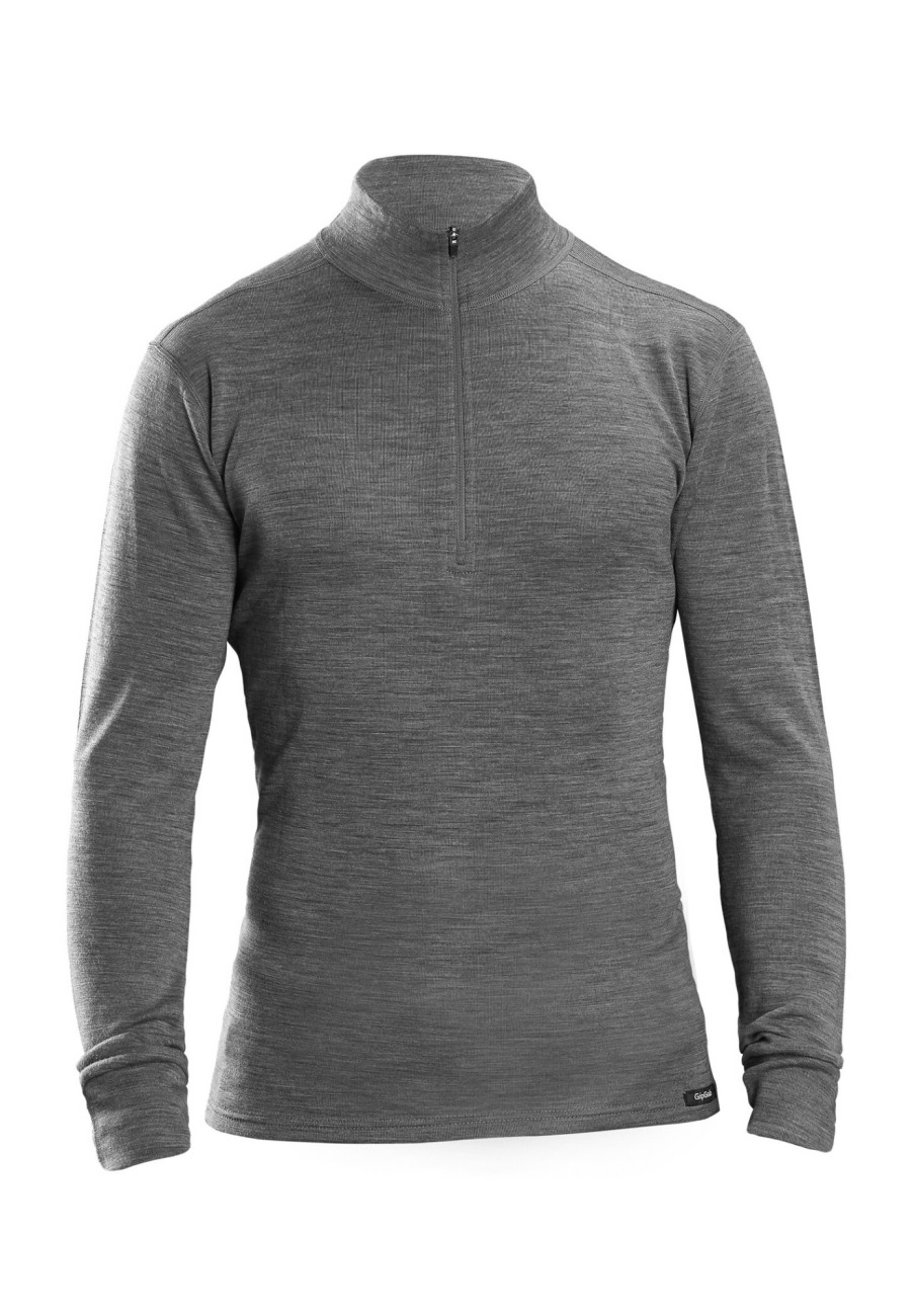 Langarm Shirts | GripGrab Gripgrab Merino Bamboo 1/2 Zip Langarm Baselayer Grau