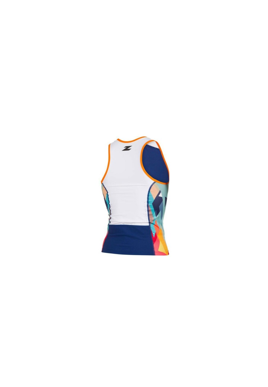 Triathlonanzuge | Z3R0D Z3R0D Racer Kubik Block Armelloses Singlet Damen Blau/Bunt