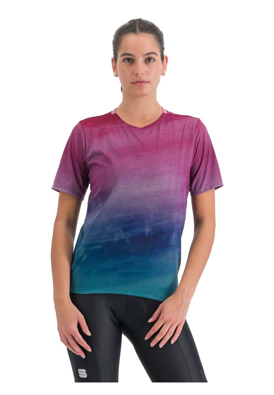 Trikots Kurzarm | Sportful Sportful Flow Giara Tee Damen Blau/Pink