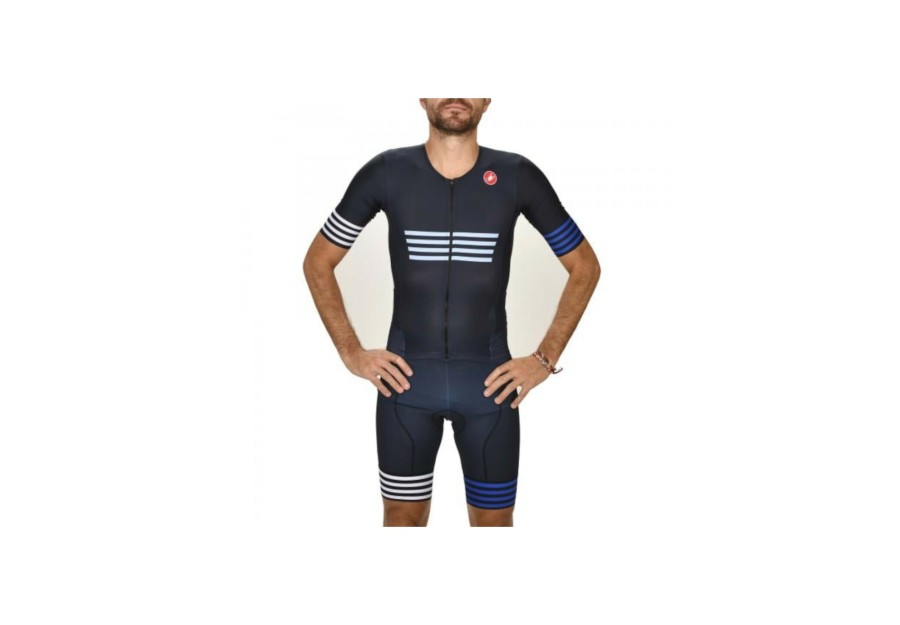 Triathlonanzuge | Castelli Castelli San Remo Kurzarm Trisuit Herren Blau