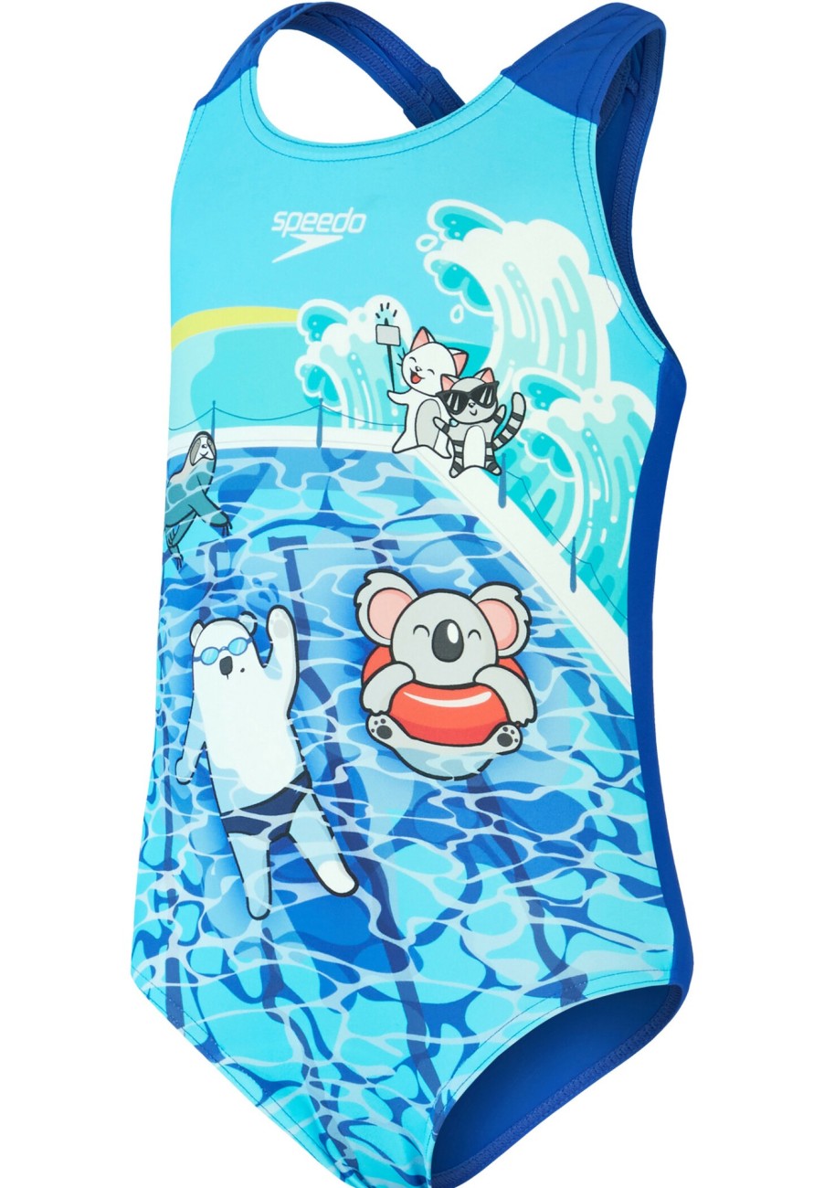 Schwimmbekleidung | speedo Speedo Digital Printed Badeanzug Madchen Blau/Turkis