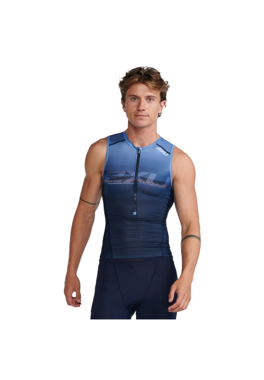 Triathlonanzuge | 2XU 2Xu Aero Triathlon Singlet Herren Blau