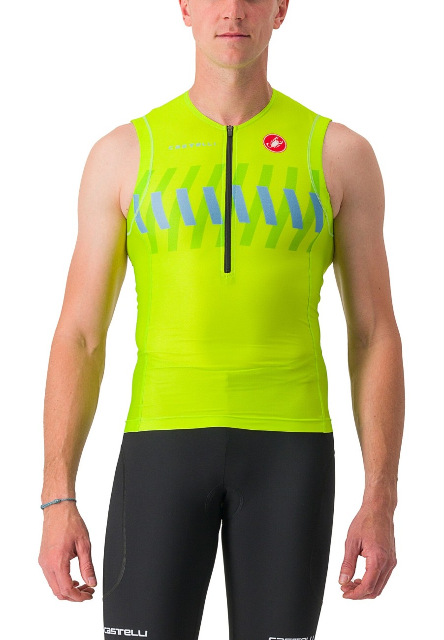 Rennrad Trikots | Castelli Castelli Free Tri 2 Armelloses Oberteil Herren Gelb/Schwarz